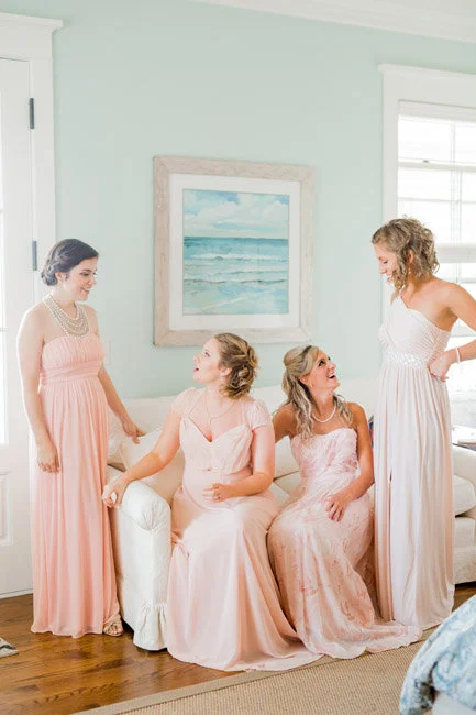 Pale Pink bridesmaids dress at Beaufort, SC wedding
