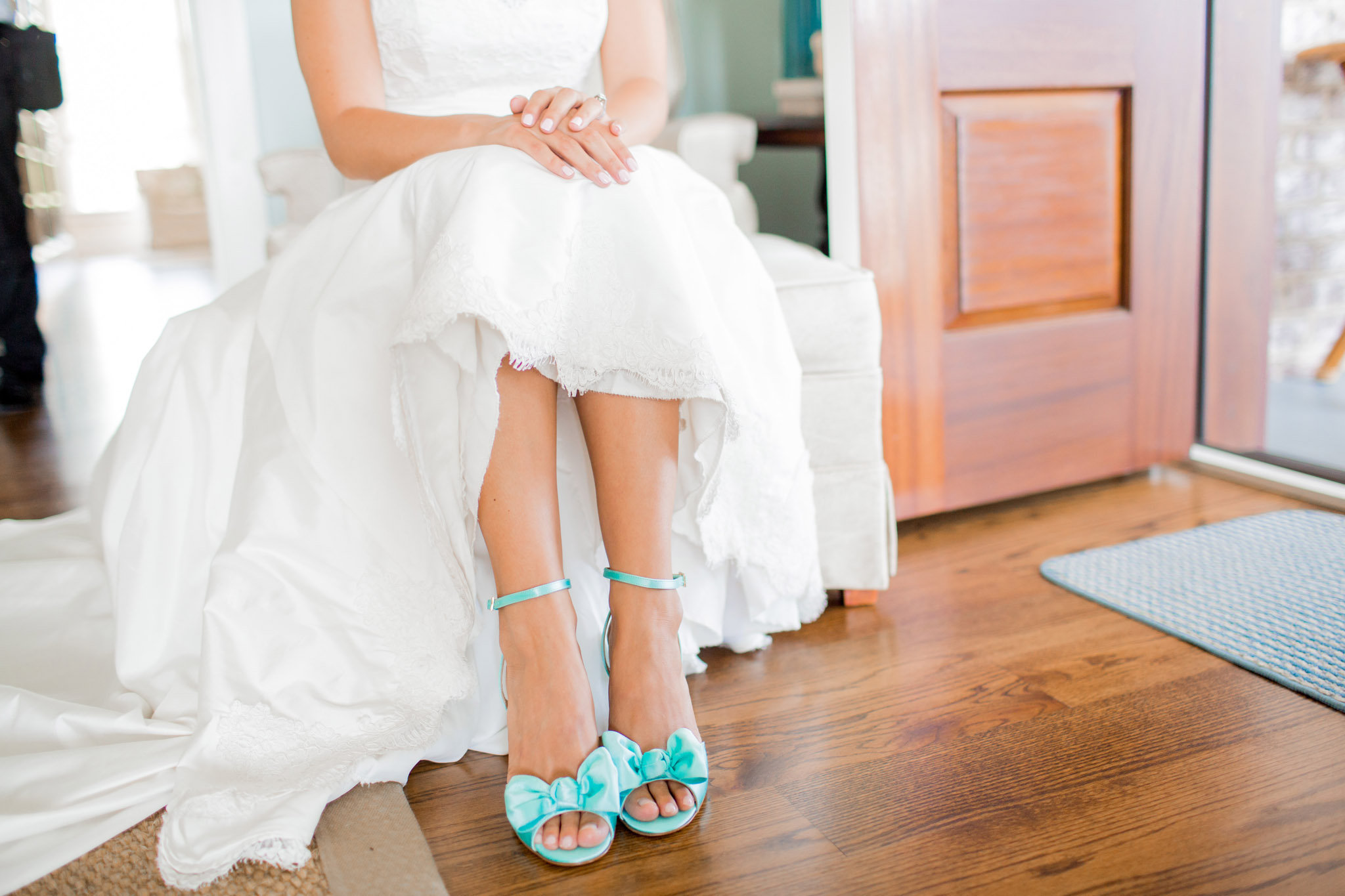 Mint Shoes with bows at Beaufort wedding