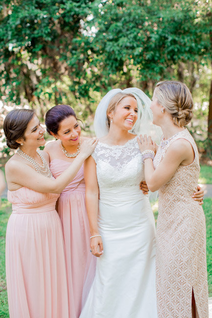 Pale Pink bridesmaids dress at Beaufort, SC wedding