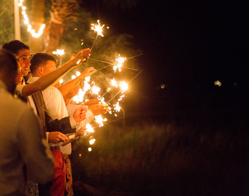 Sparkler exit at Lowcountry wedding reception in Beaufort, SC 