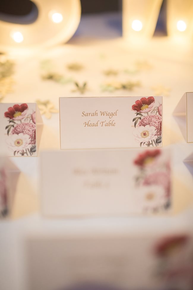 place cards at 10 Downing Wedding reception in Savannah, GA
