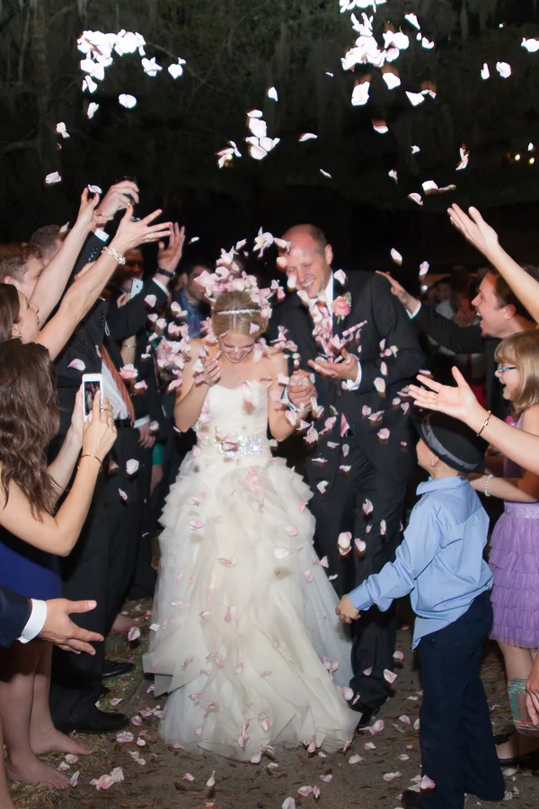 Charleston wedding rose petal exit