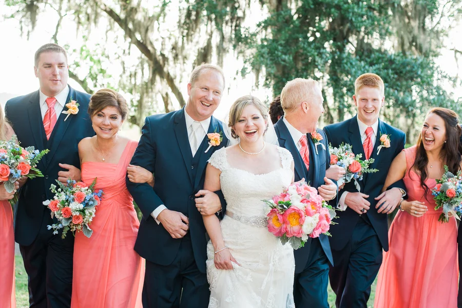 Navy and Coral Charleston Wedding at Creek Club at I'On