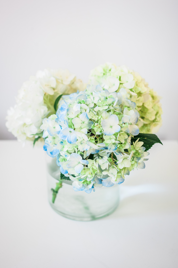 Blue Hydrangeas Charleston wedding centerpieces
