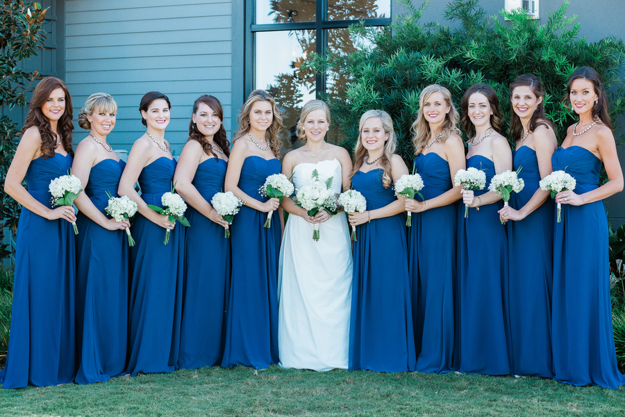 Blue bridesmaids dresses at Cooper River Room wedding