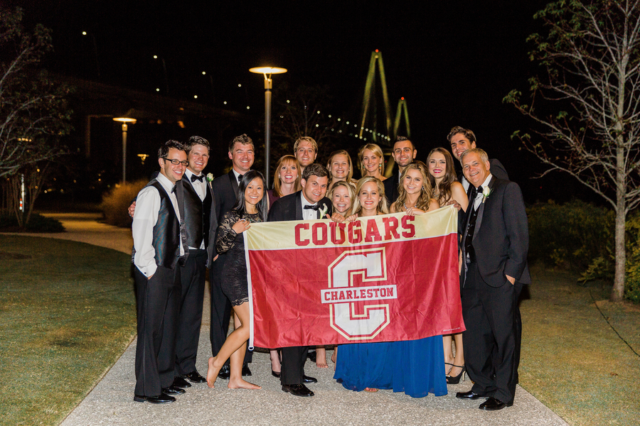 College of Charleston grads at Cooper River Room wedding by Judy Nunez Photography