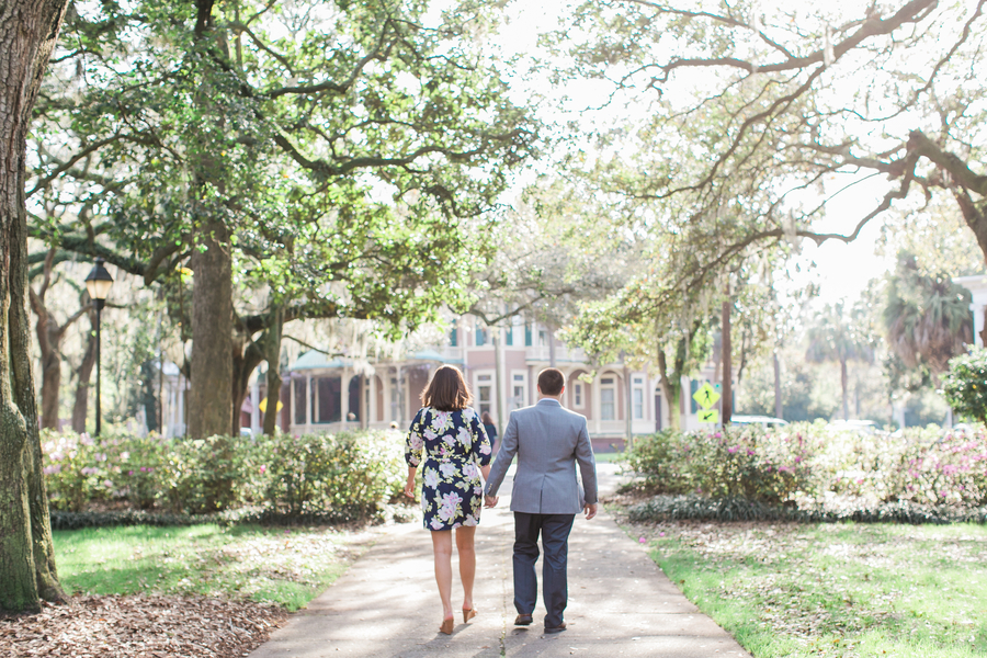 Katie + Ramsey's Forsyth Park Engagement in Downtown Savannah