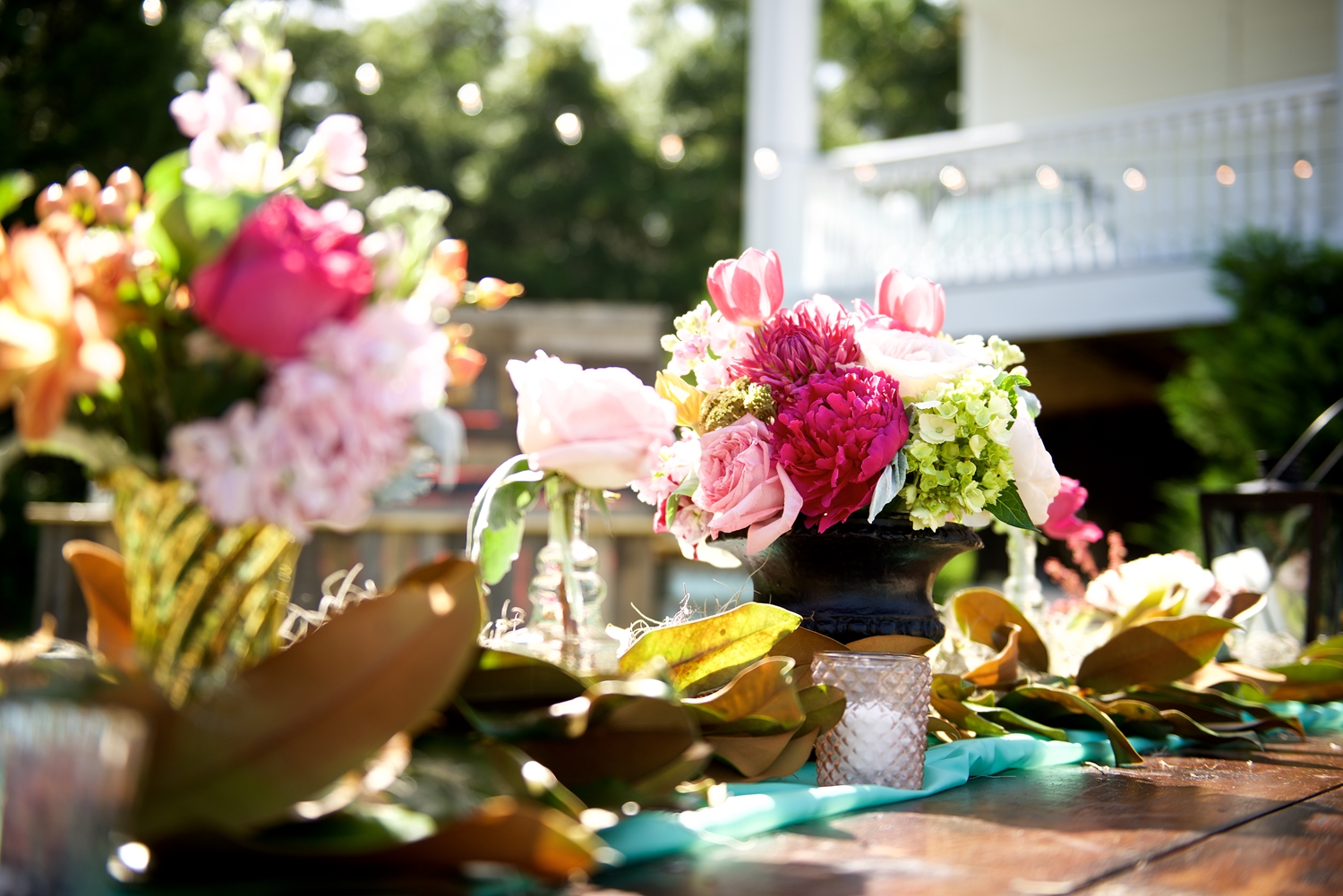 Pink Peony centerpieces by Ok Florist at Christine Kohler + Brook Bristow's Charleston wedding at Old Wide Awake Plantation