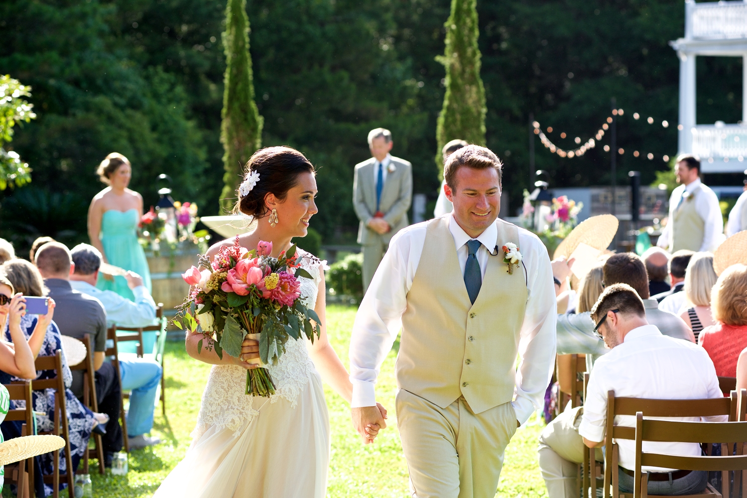 Christine Kohler + Brook Bristow's Outdoor wedding ceremony at Old Wide Awake Plantation 