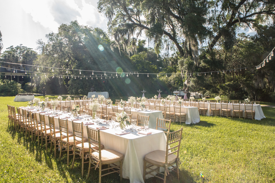 Open-air reception at Magnolia Plantation and Gardens wedding in Charleston, SC by CM Photography