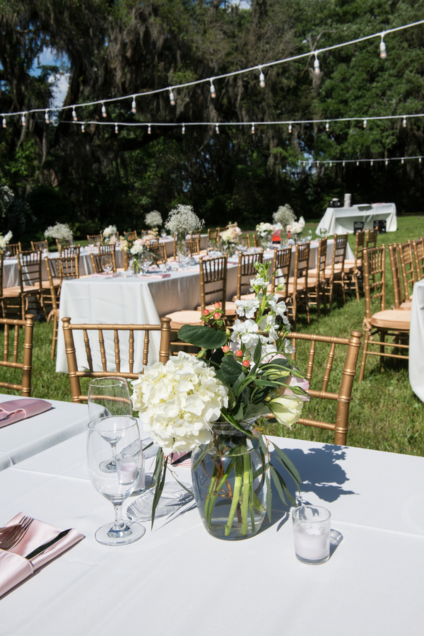 Open-air reception at Magnolia Plantation and Gardens wedding 