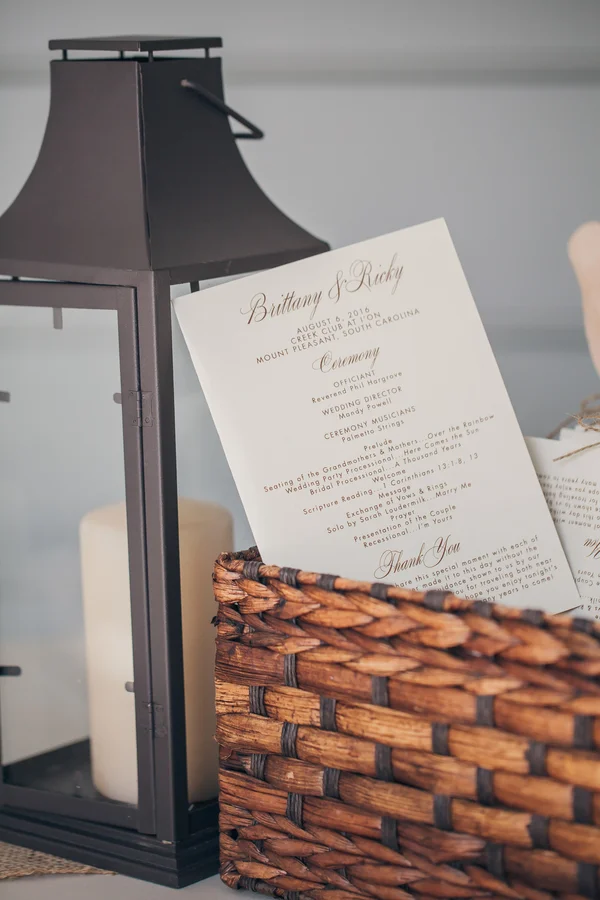 Charleston wedding programs