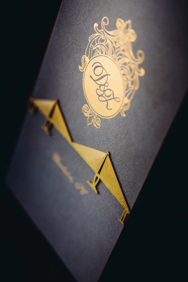 Gold foiled wedding invitations