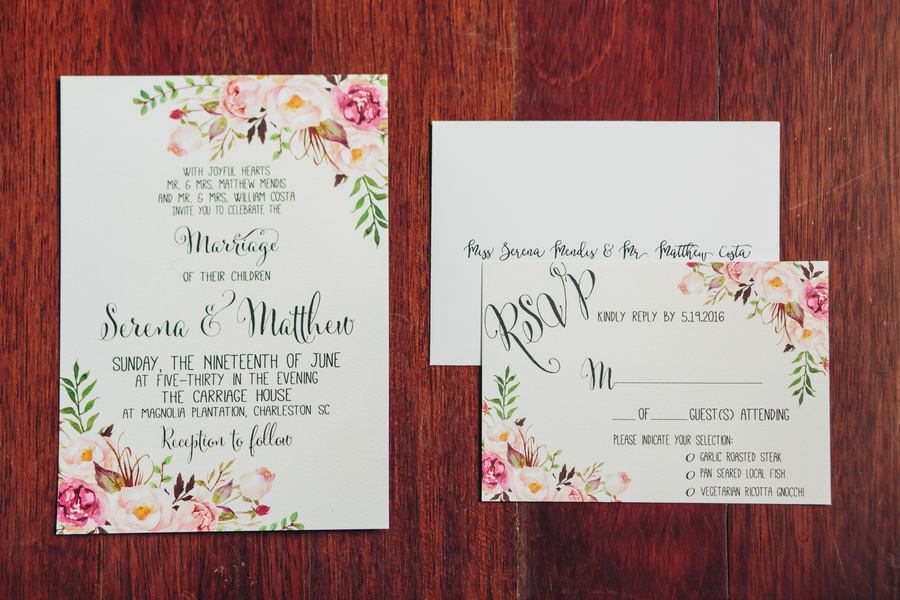 Hand painted wedding invitations