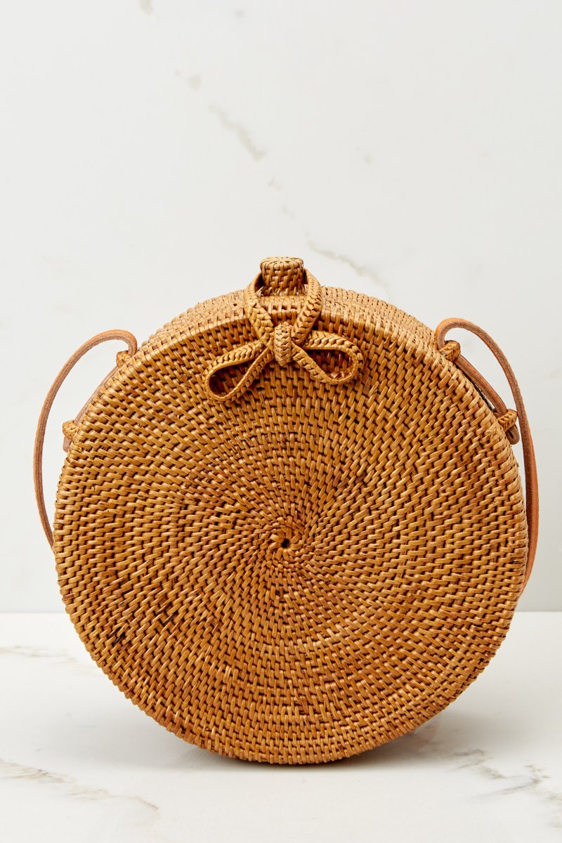 Brown Round Woven Purse