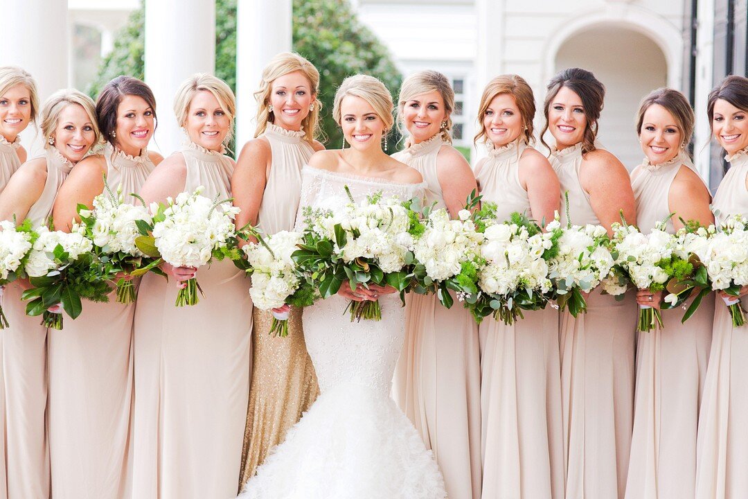 Bridesmaids in Gold Dresses