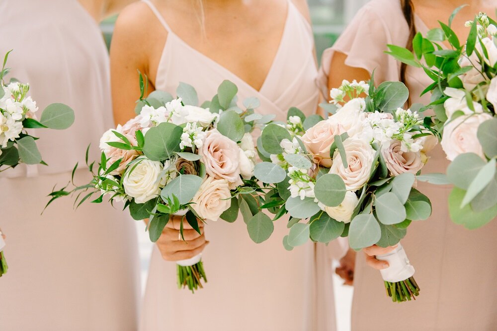 Soft bouquets with eucalyptus
