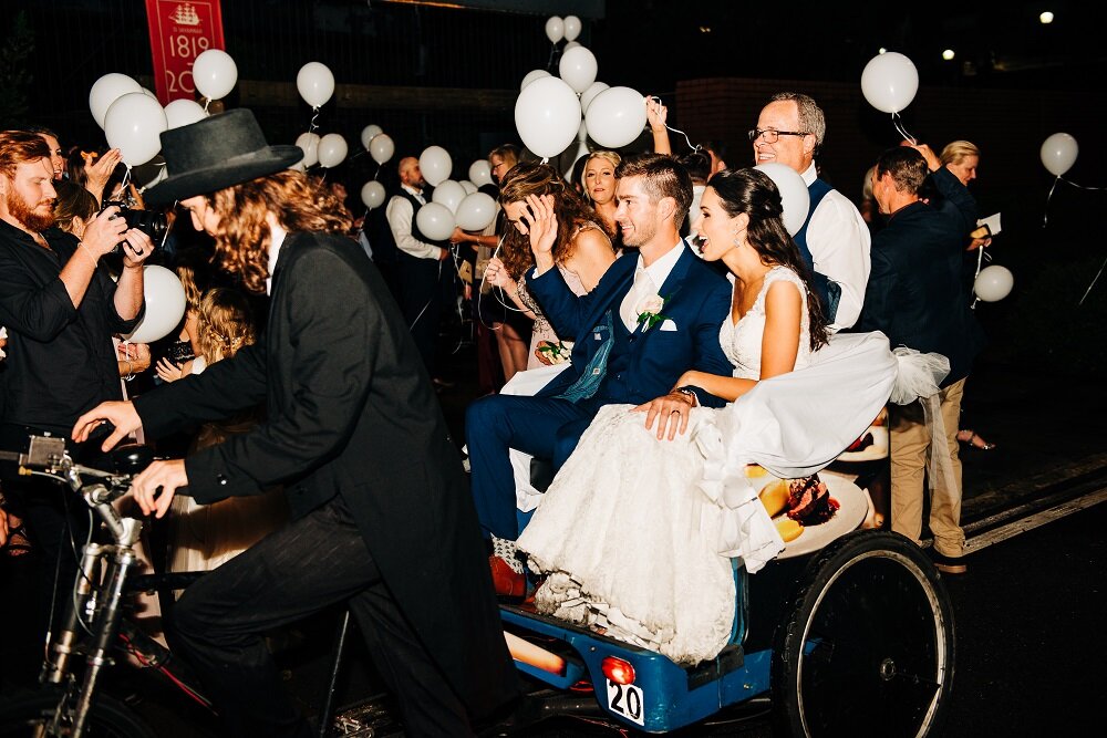 Pedicab wedding exit 