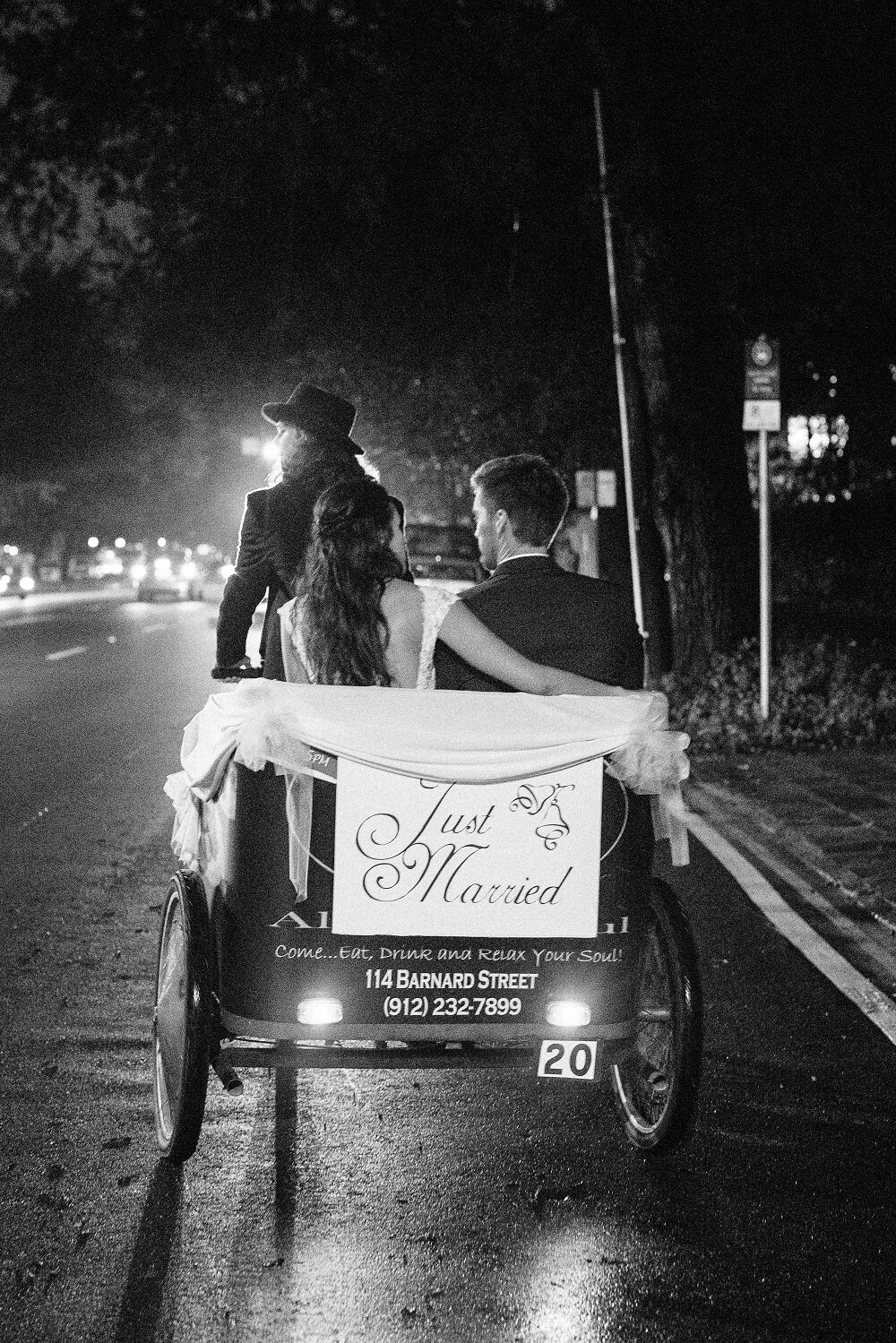 Pedicab wedding exit