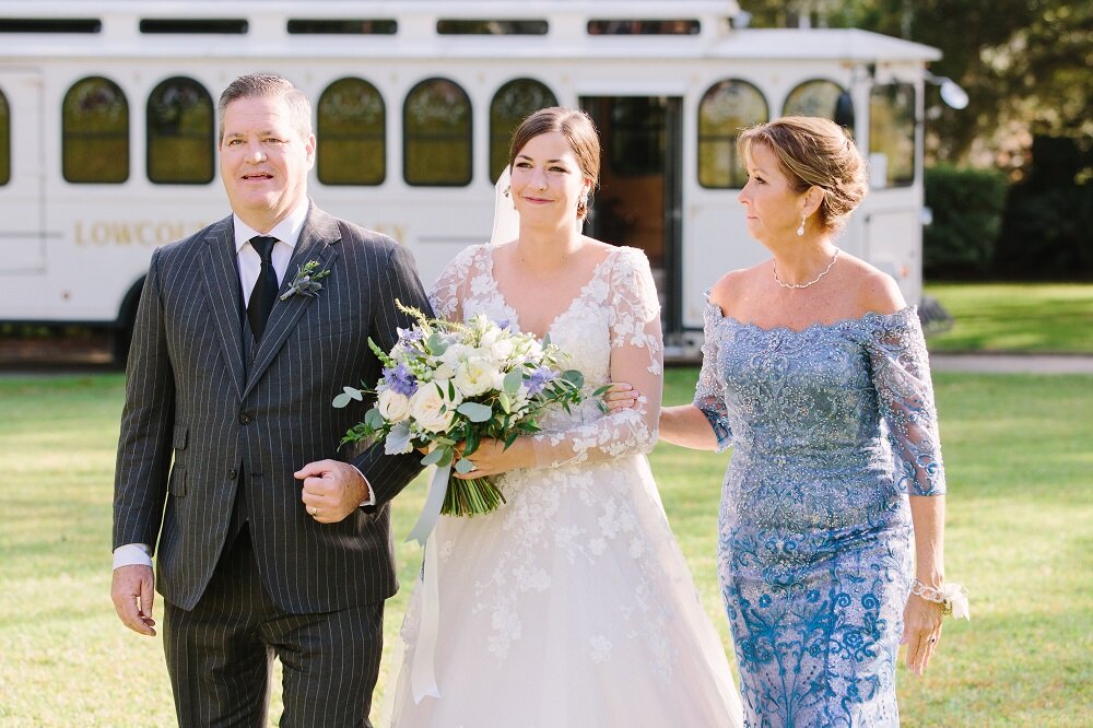 Bride walking down the aisle