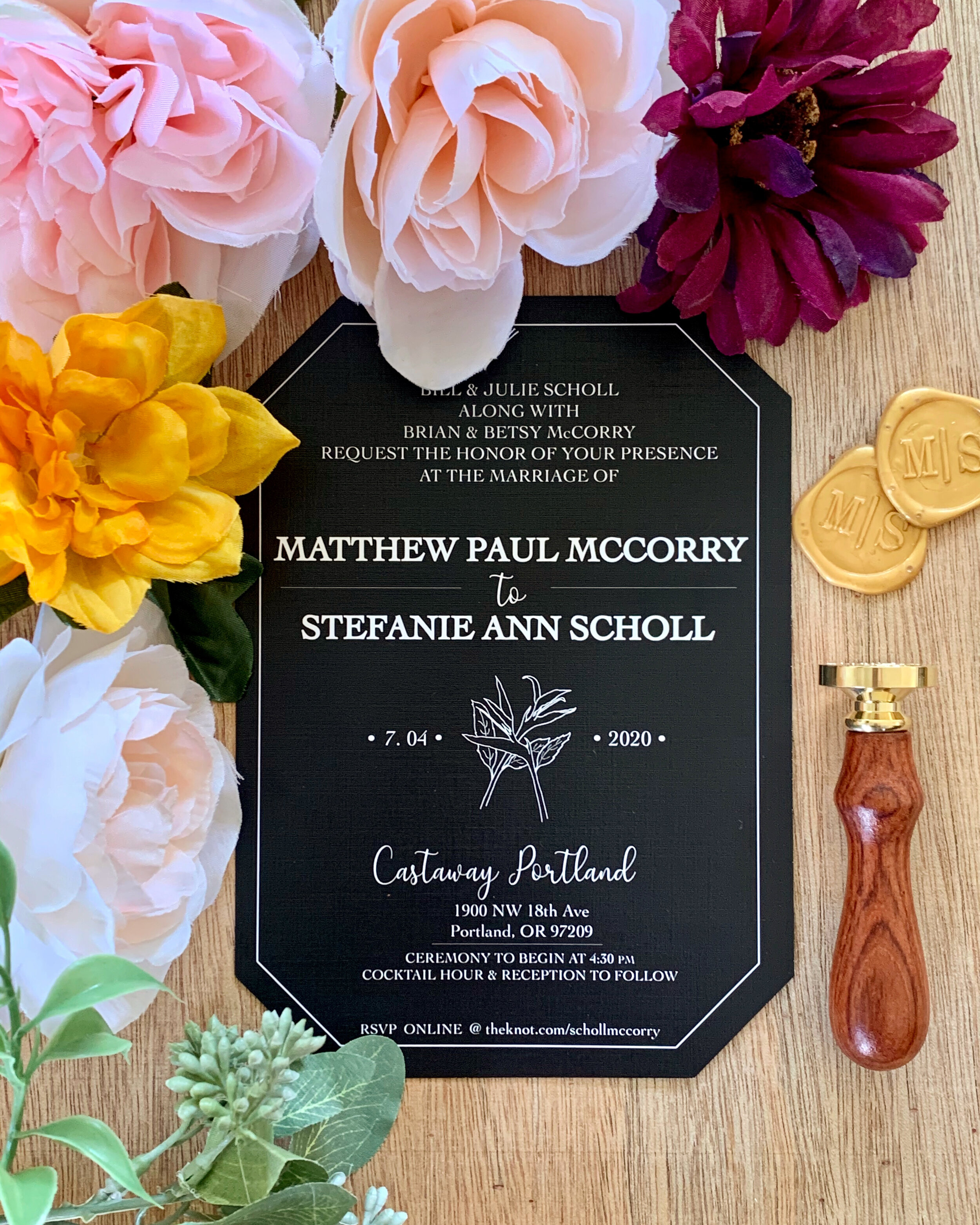Modern Black wedding invitations