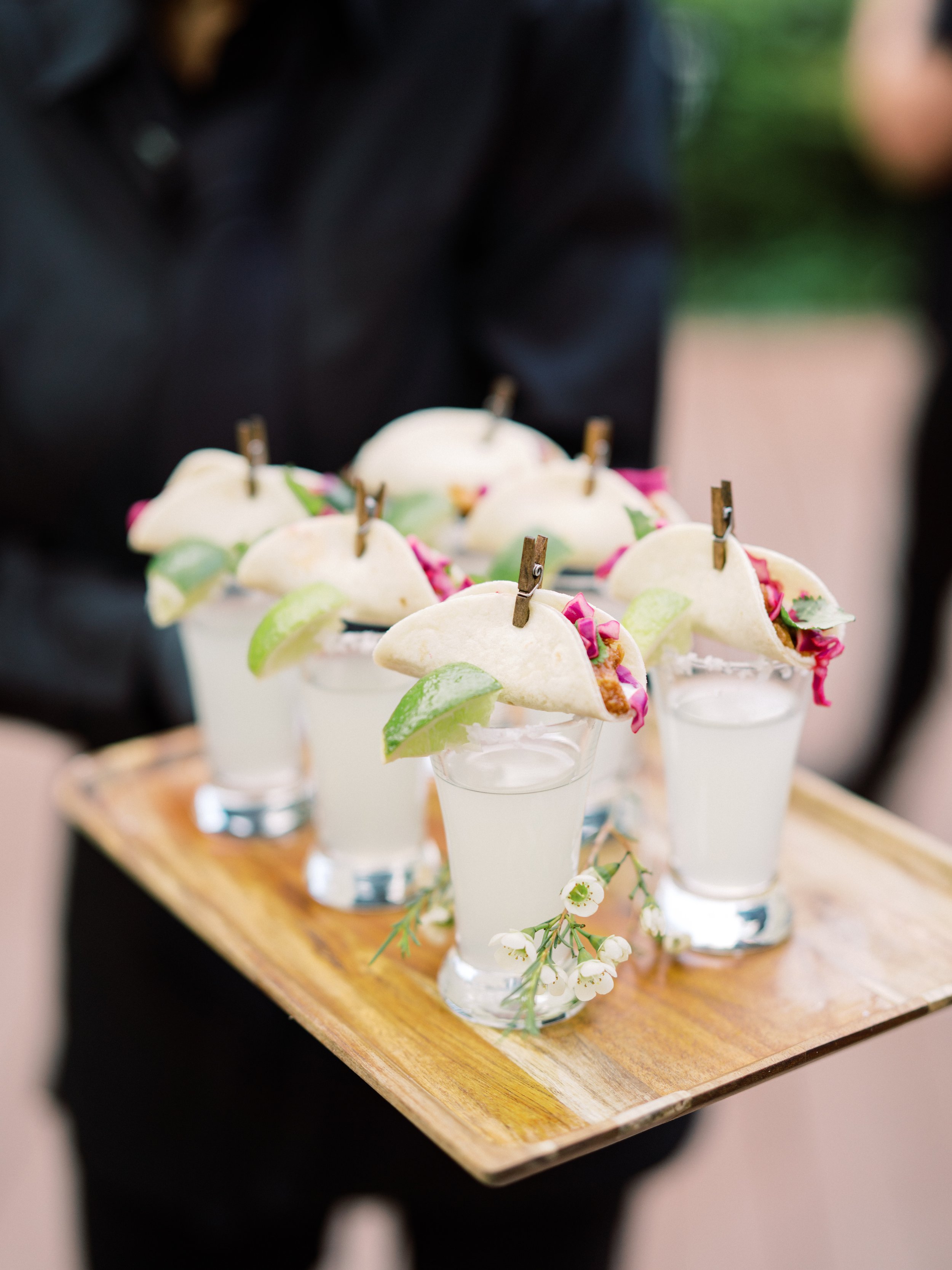 Margaritas and miniature tacos at Charleston Wedding