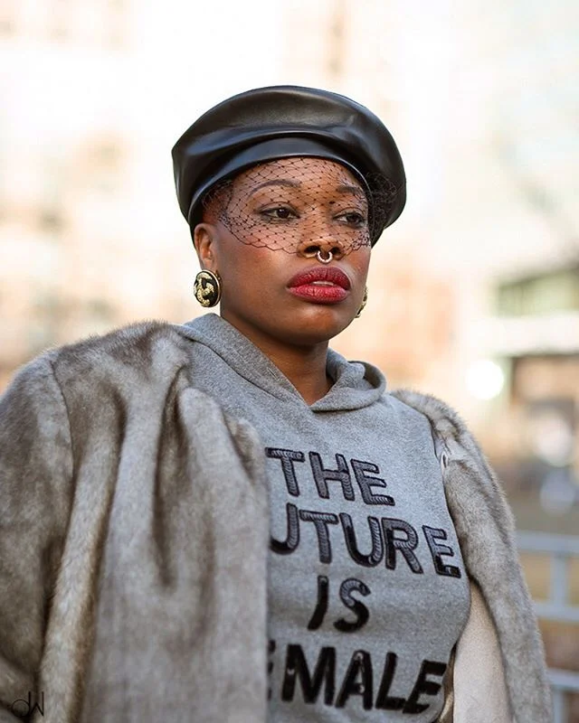 &copy;David White Imagery
The Future is Female?
Vintage Chic
NYFW
.
.
.
#fw19 #nyfw #newyorkfashionweek #melanin #blackgirlmagic #streetstyle #streetphotographer #streetphotography #streetfashion #fashion #fashiontrends #portraitphotographer #portrai