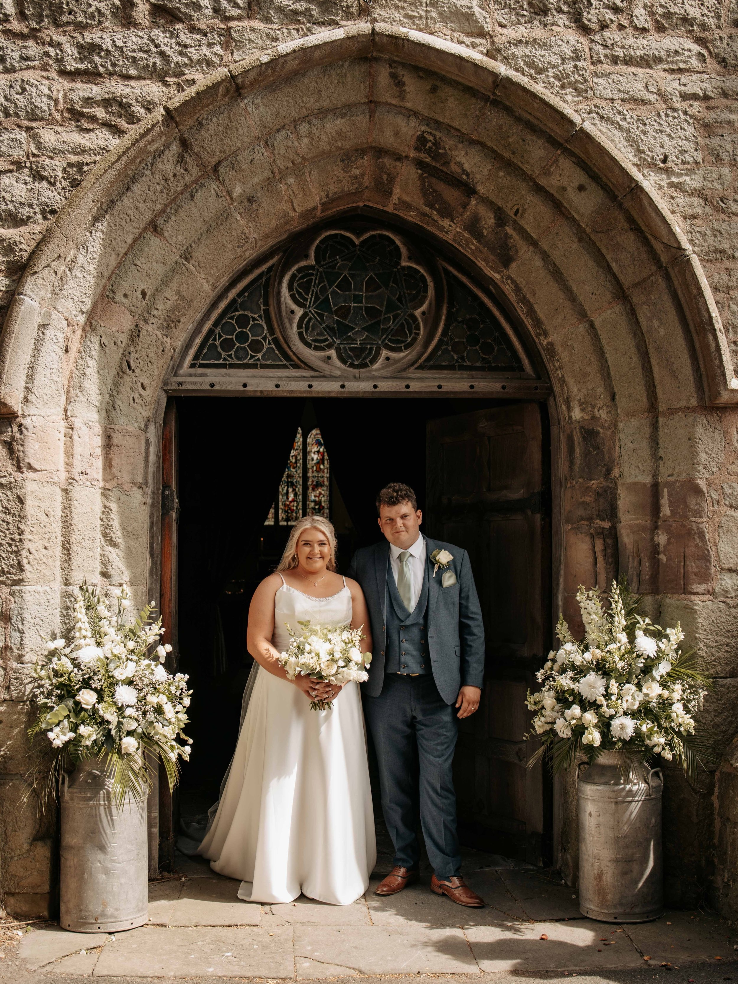Katie &amp; Oliver

Hair - @hairbymennamills 
Makeup - @coral_lewis_salon 
Dress - @shropshirecountrybrides 
Suits - @peterposhsuit 
Marquee - @muddybootsmarquees 
Flowers - @white_fields_florist