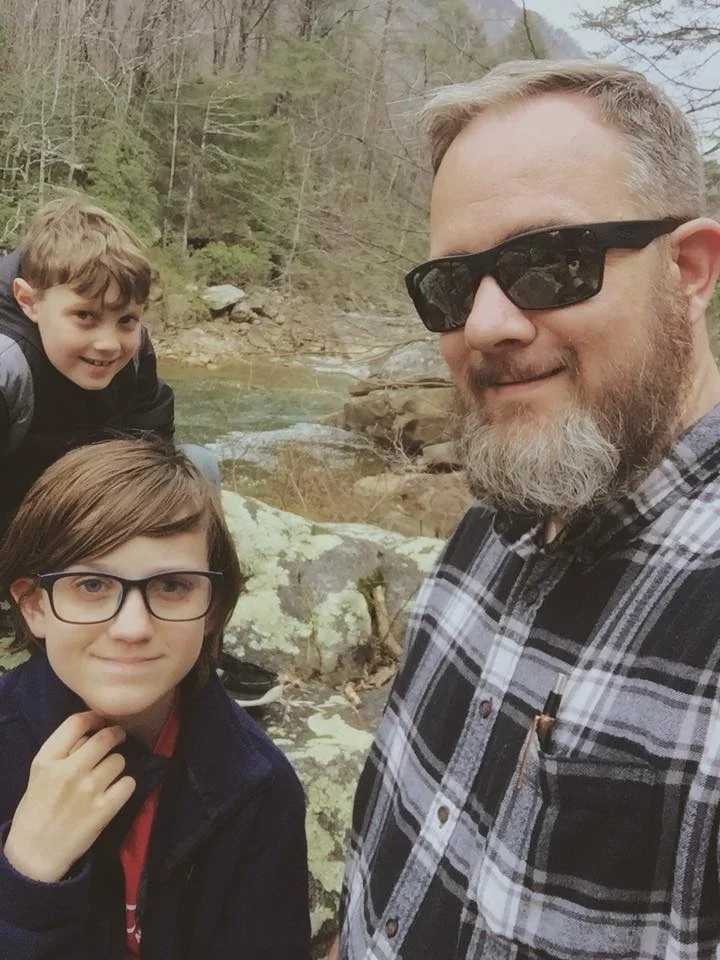 Exploring the North Chickamauga Creek Gorge with his boys.