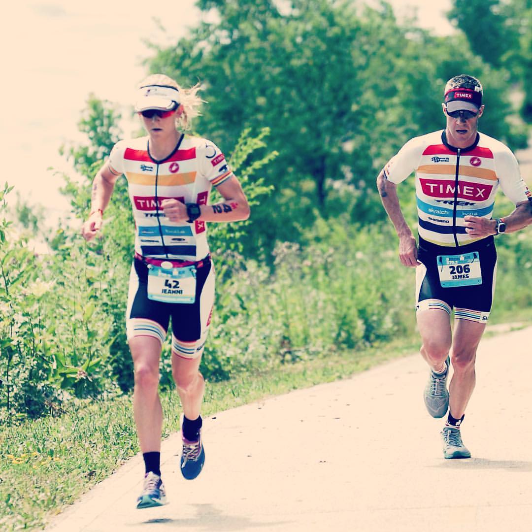 Jeanni and James running together on lap 1