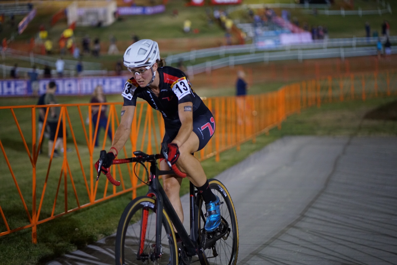 Former Timex Team athlete, Cassie Maximenko, raced in the women's pro race and had a solid night despite being hit by a truck only a few weeks earlier.