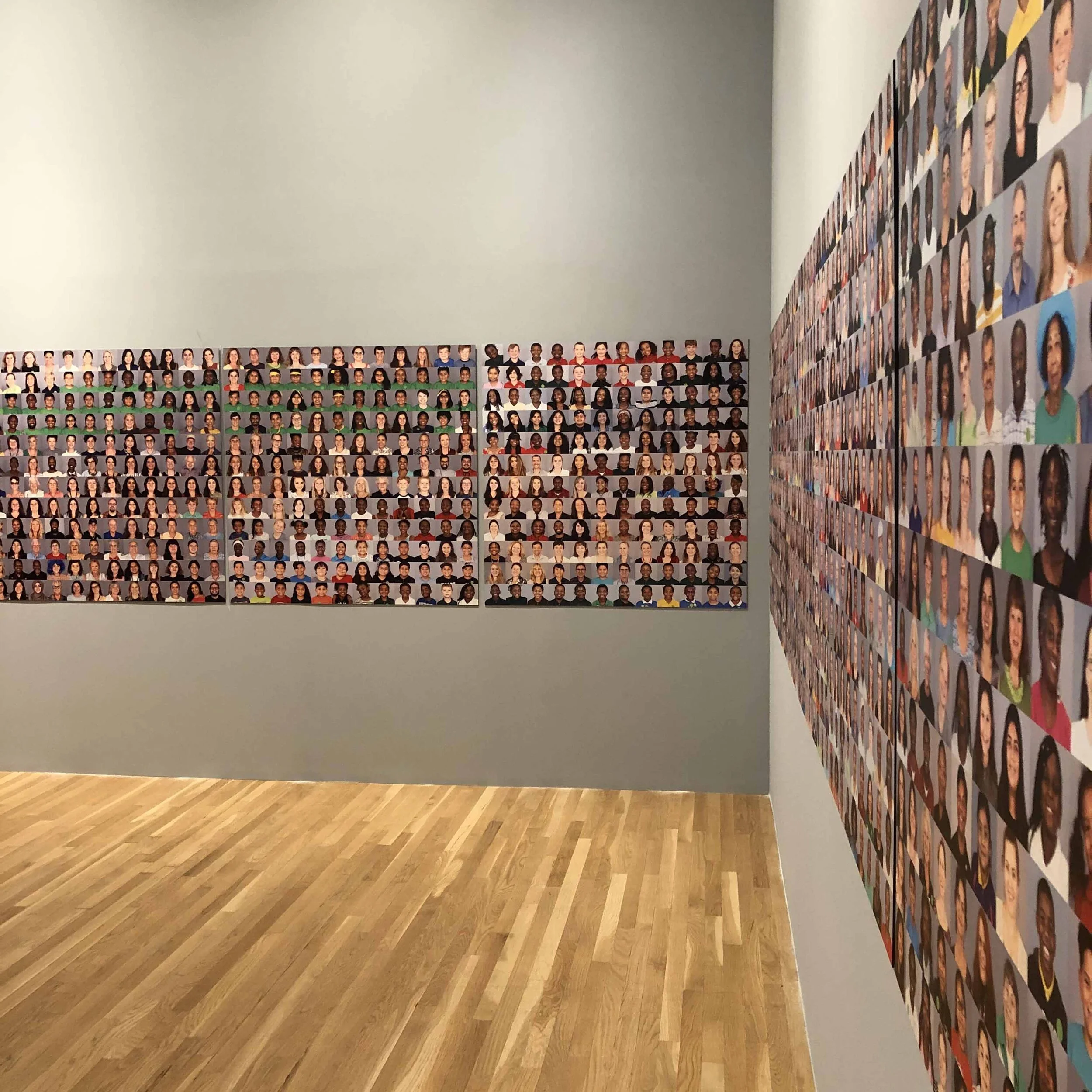 Speechless Participants Portraits displayed on the wall at the Dallas Museum of Art.