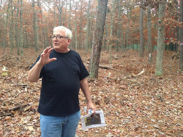 Dr. George Zimmerman explaining the forest management plan on Stockton University's campus. Photo by Inga La Puma