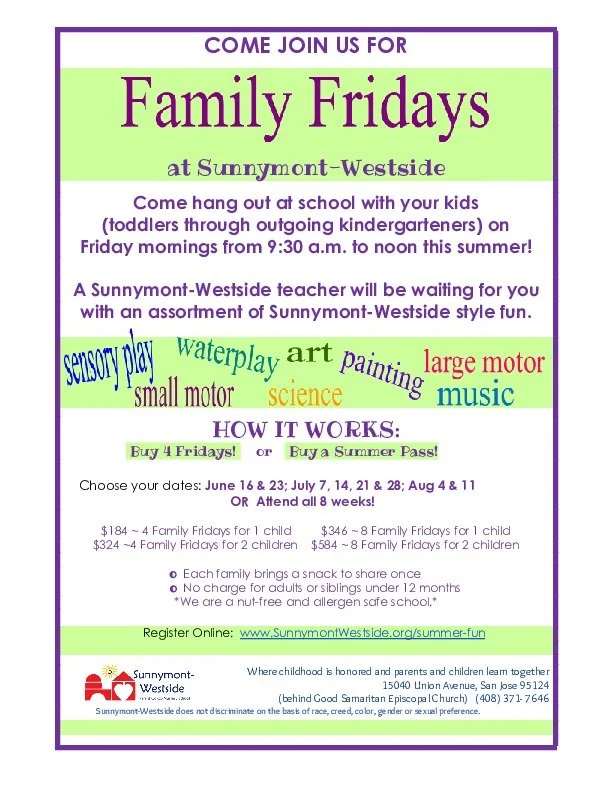 Summer Family Fridays — SunnymontWestside