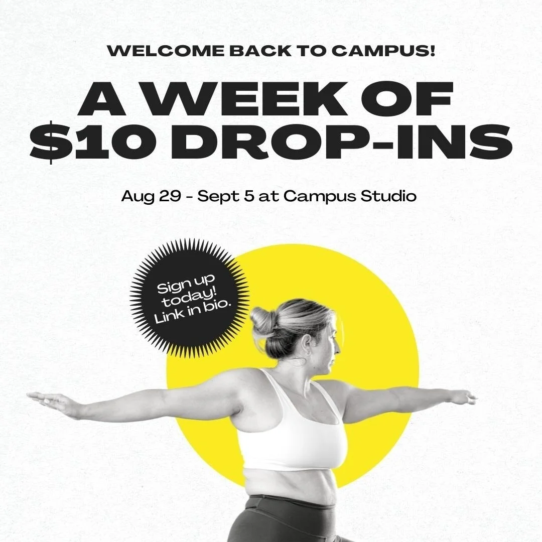 Students are BACK on campus, and we&rsquo;re welcoming them back home to Tiny Buddha Yoga with $10 drop-ins all week!  Pre-registration today before classes fill up (link in bio). Look for the $10 drop-in option. See you SOON! 💛⁠
