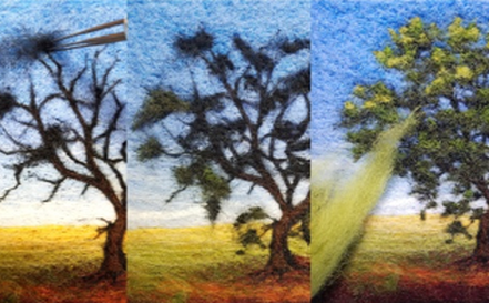 Needle Felted Wool Landscapes Day 2, Felted Wool Landscapes