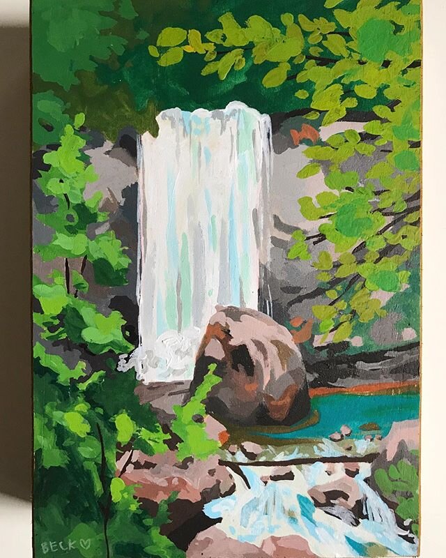 hemlock falls at cloudland canyon ☁️ gouache on panel ✍🏼
