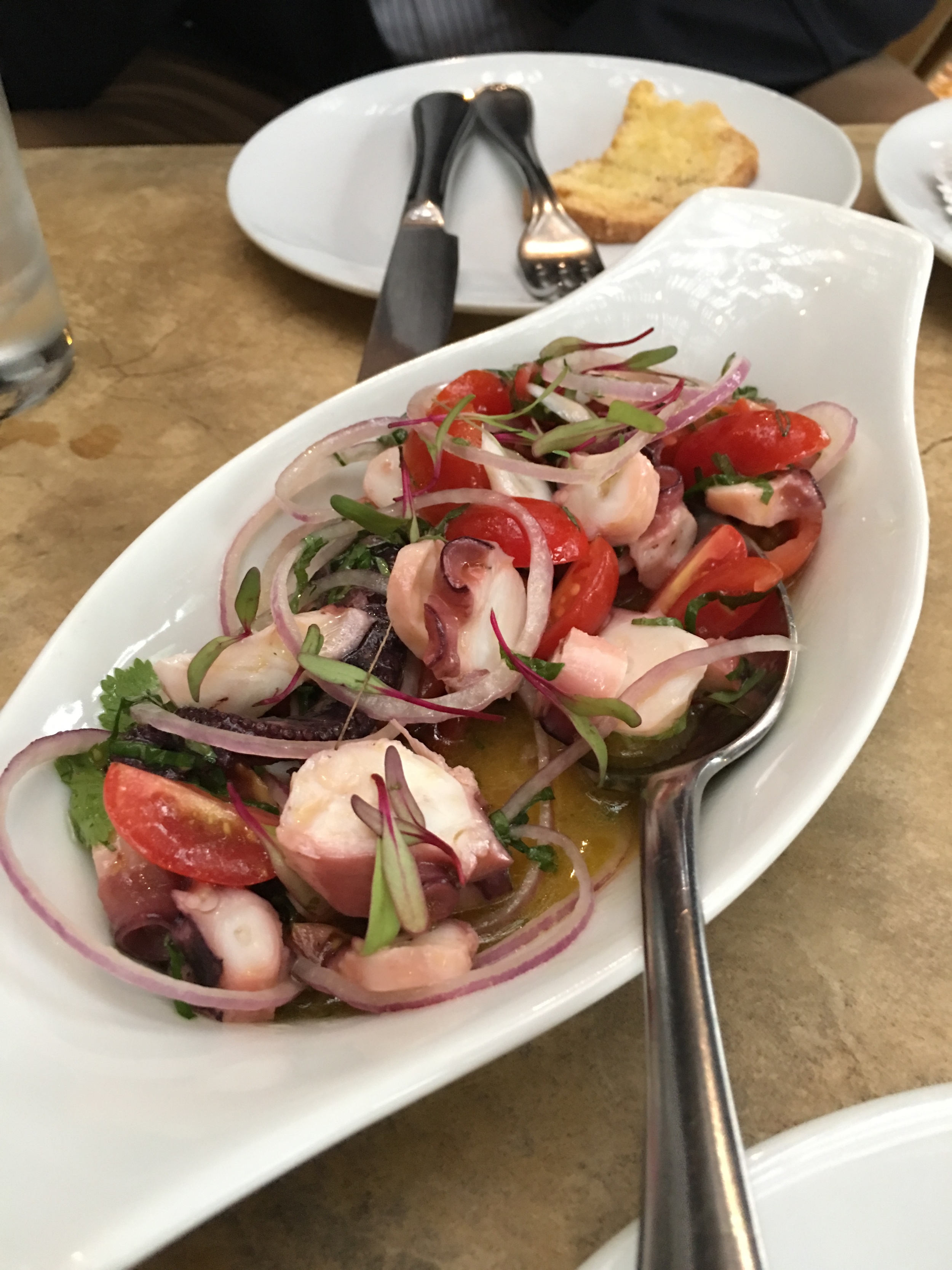 Octopus ceviche with crostinis at Dalva e Dito