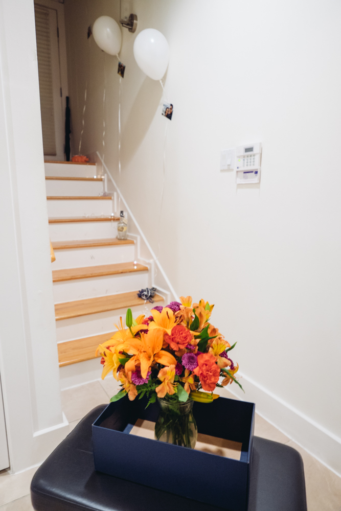 The bouquet I sent to her at work earlier that day for our 1 and a half year anniversary.