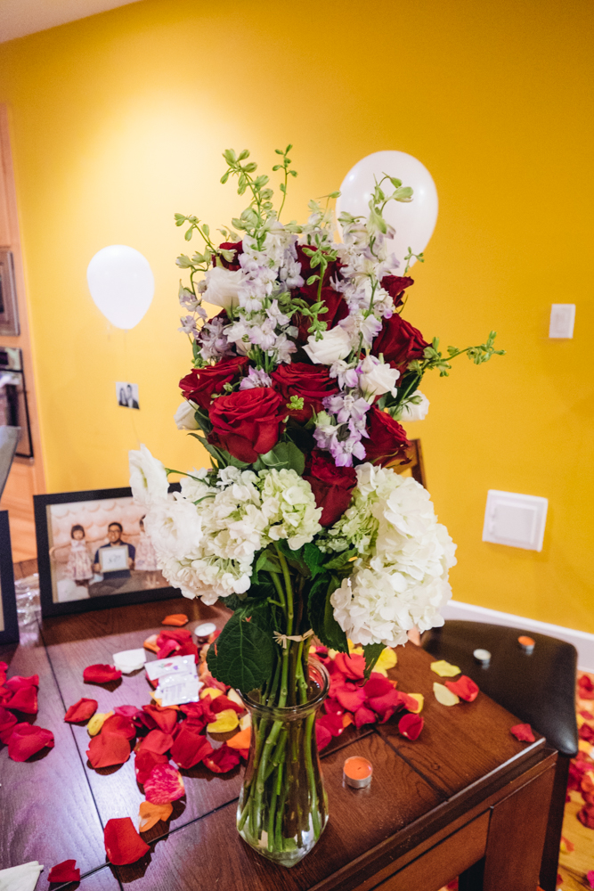 This is the other bouquet I handed to her when she got to the top of the stairwell.