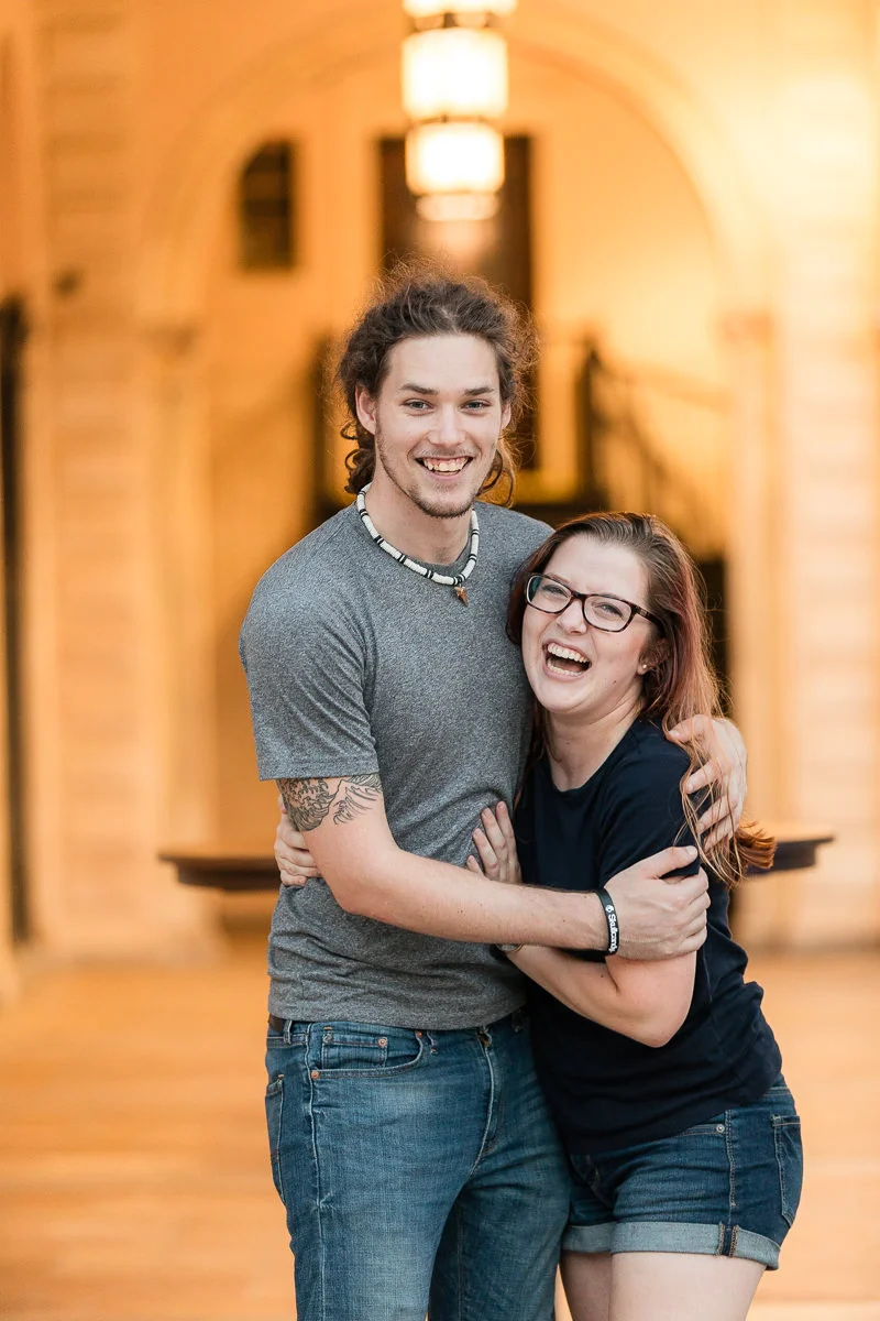 Engaged couple in downtown St. Petersburg, Florida