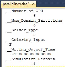 Sample parallelindx.dat file for parallelization with 6 CPUs