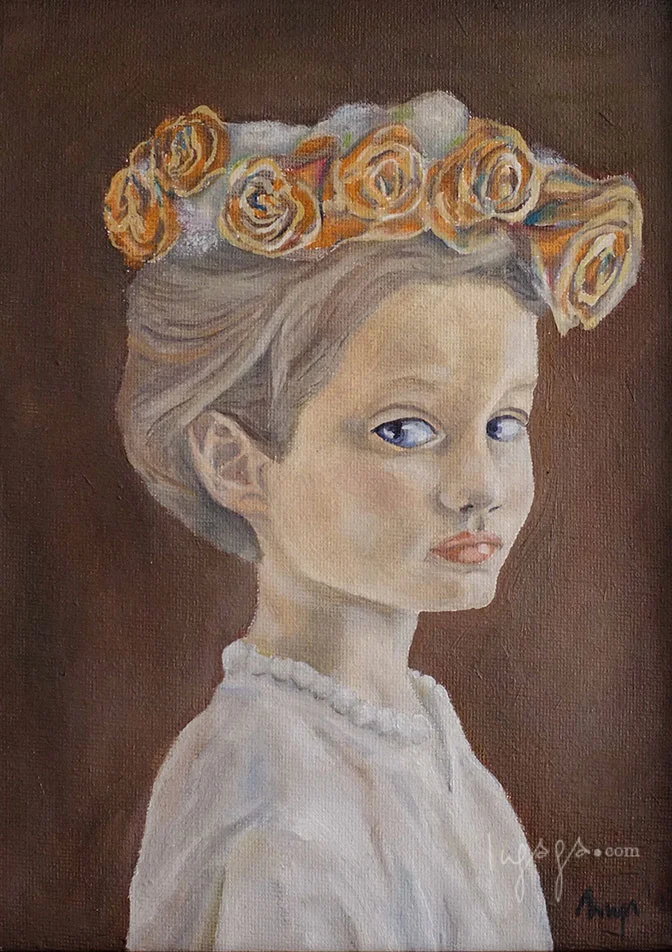GIRL WITH THE FLOWER CROWN 18 x 20cm Oil on canvas / 2014