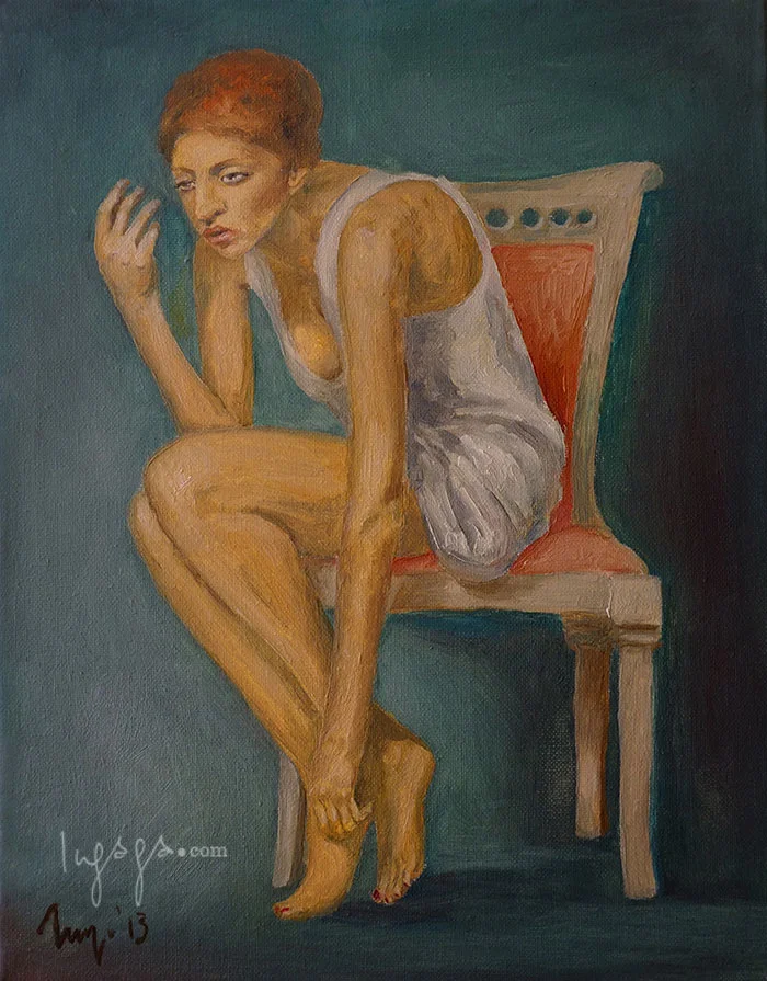 REHEARSING ACTRESS 20 x 25cm Oil on linen / 2014 SOLD