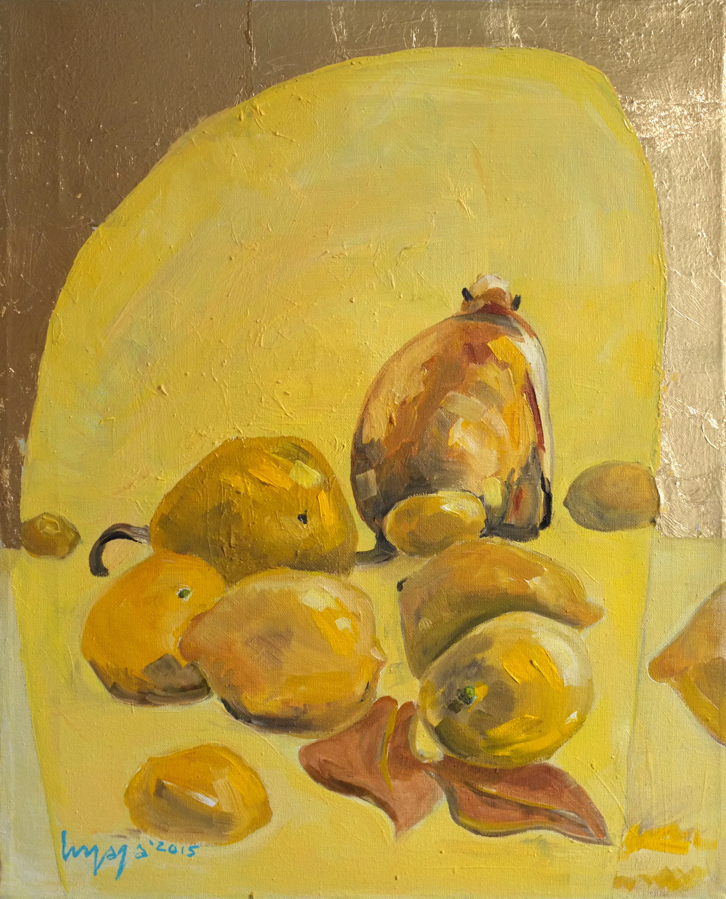 HEAT 40 x 50cm Oil and gold leaf on linen / 2015