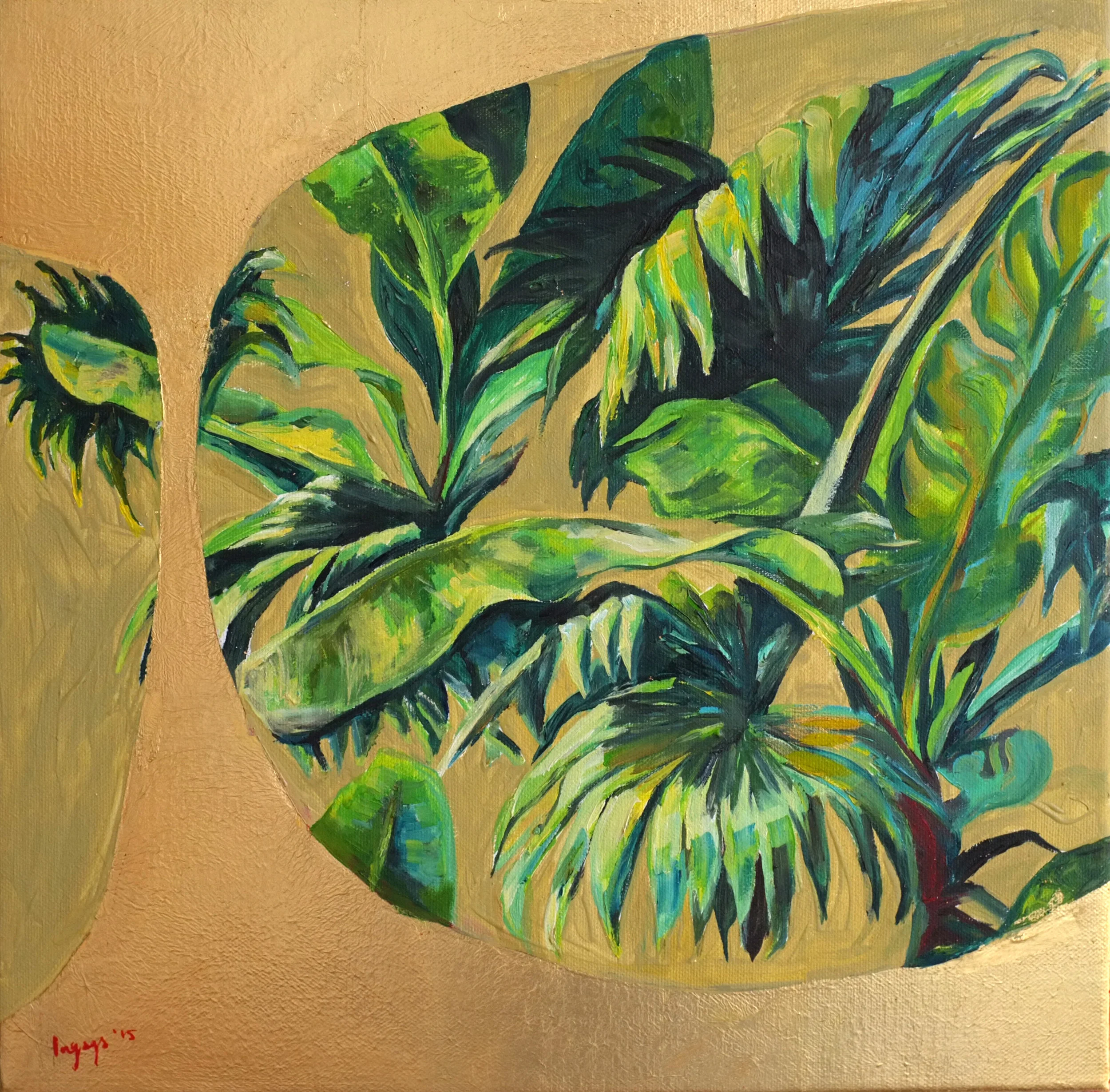 JUNGLE 40 x 40cm Oil and gold leaf on linen / 2015