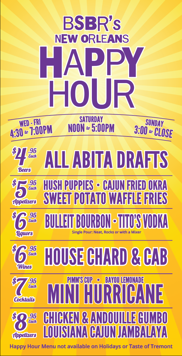 HAPPY HOUR — BOURBON STREET BARREL ROOM