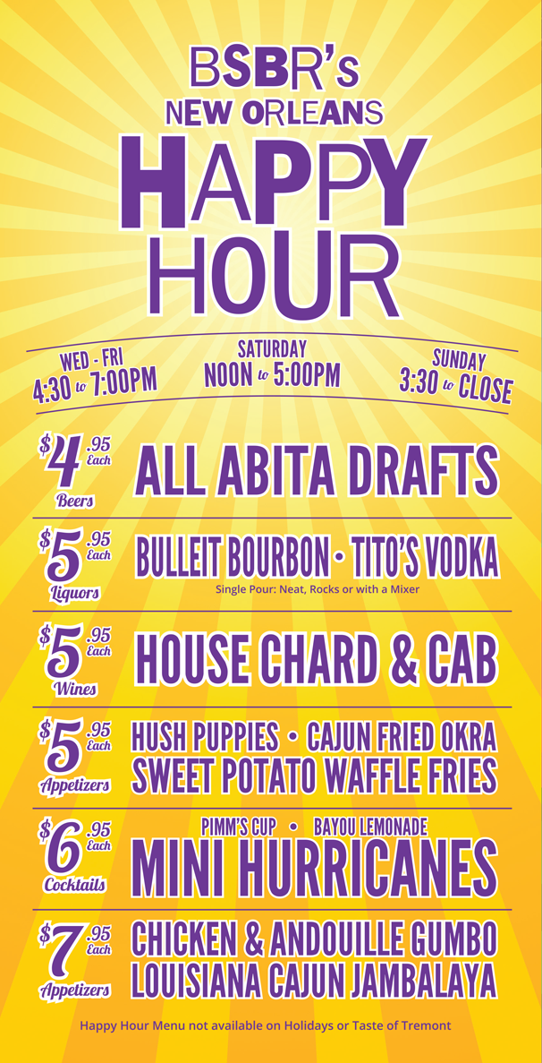 HAPPY HOUR — BOURBON STREET BARREL ROOM