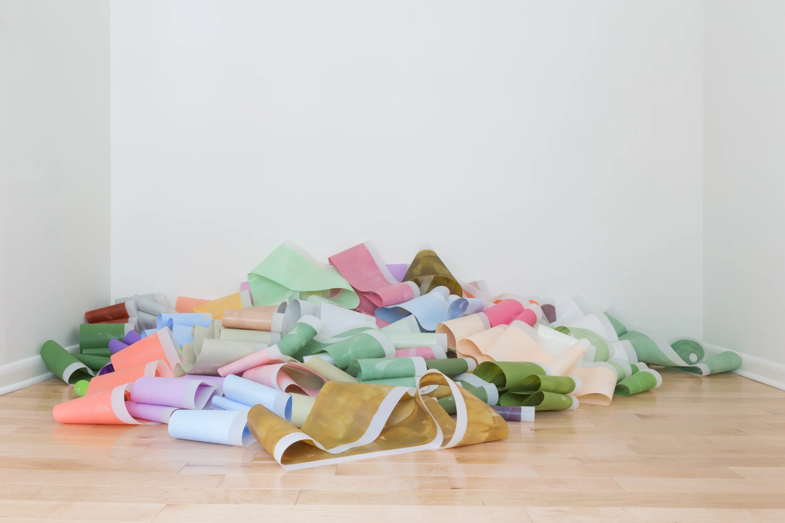 72 colors found during one year on the Yellow Trail, acrylic on polyester resin film, dimensions variable, 2016