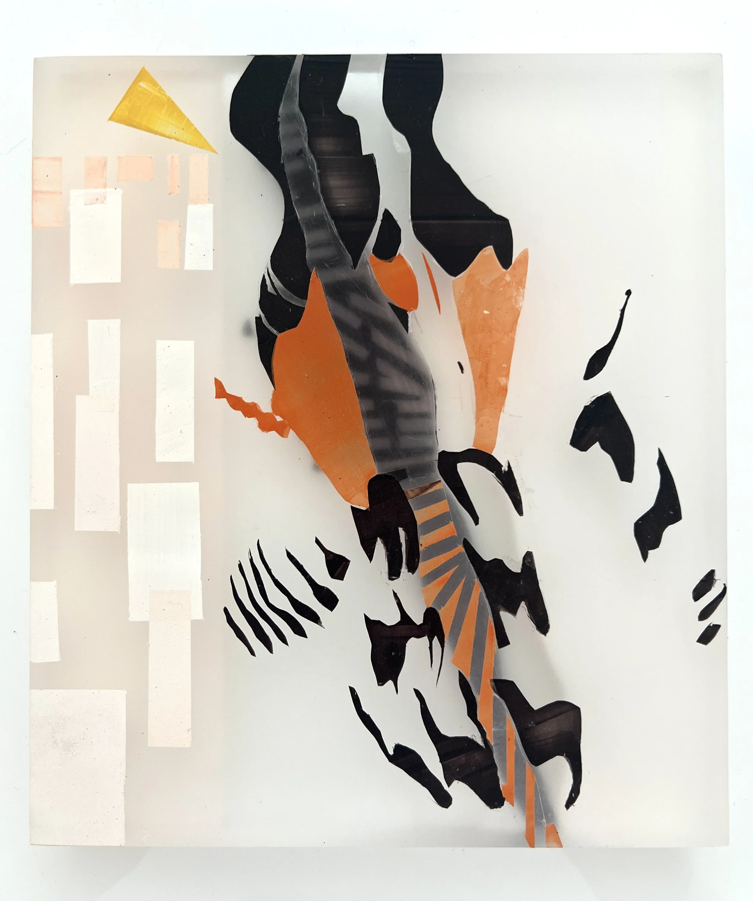 Grasshopper Sparrow   - 2025
 Acrylic on cast acrylic panel, 8.25 x 7.25 x .75 inches 
 Grasshopper Sparrow migrates through Central Park, NYC, in the fall around October. It's one of the few North American sparrows singing two songs. They tend to